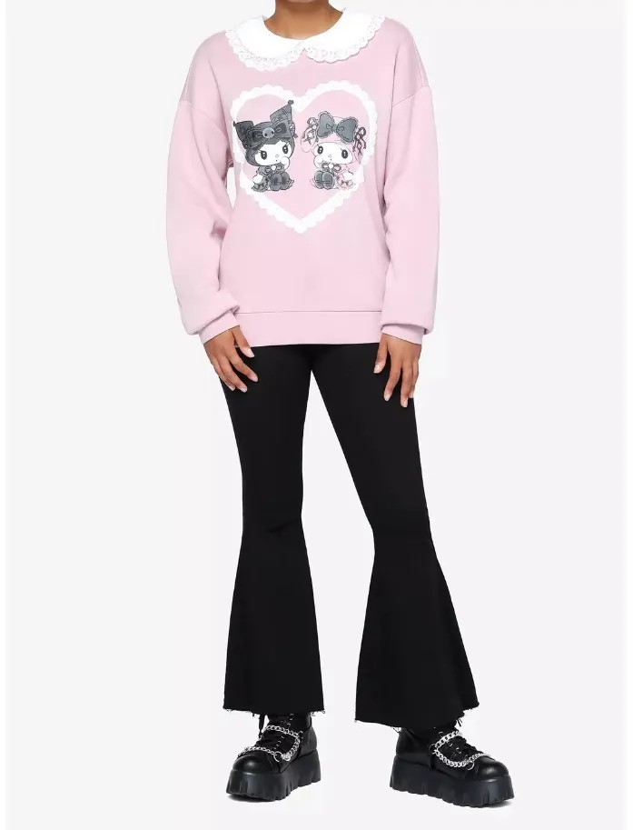 SANRIO  |Crew Neck Street Style Collaboration Long Sleeves Plain