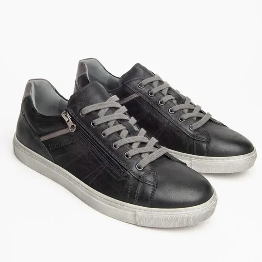 SNEAKERS NEROGIARDINI UOMO IN PELLE NERO LACCI+ZIP I102153U/100