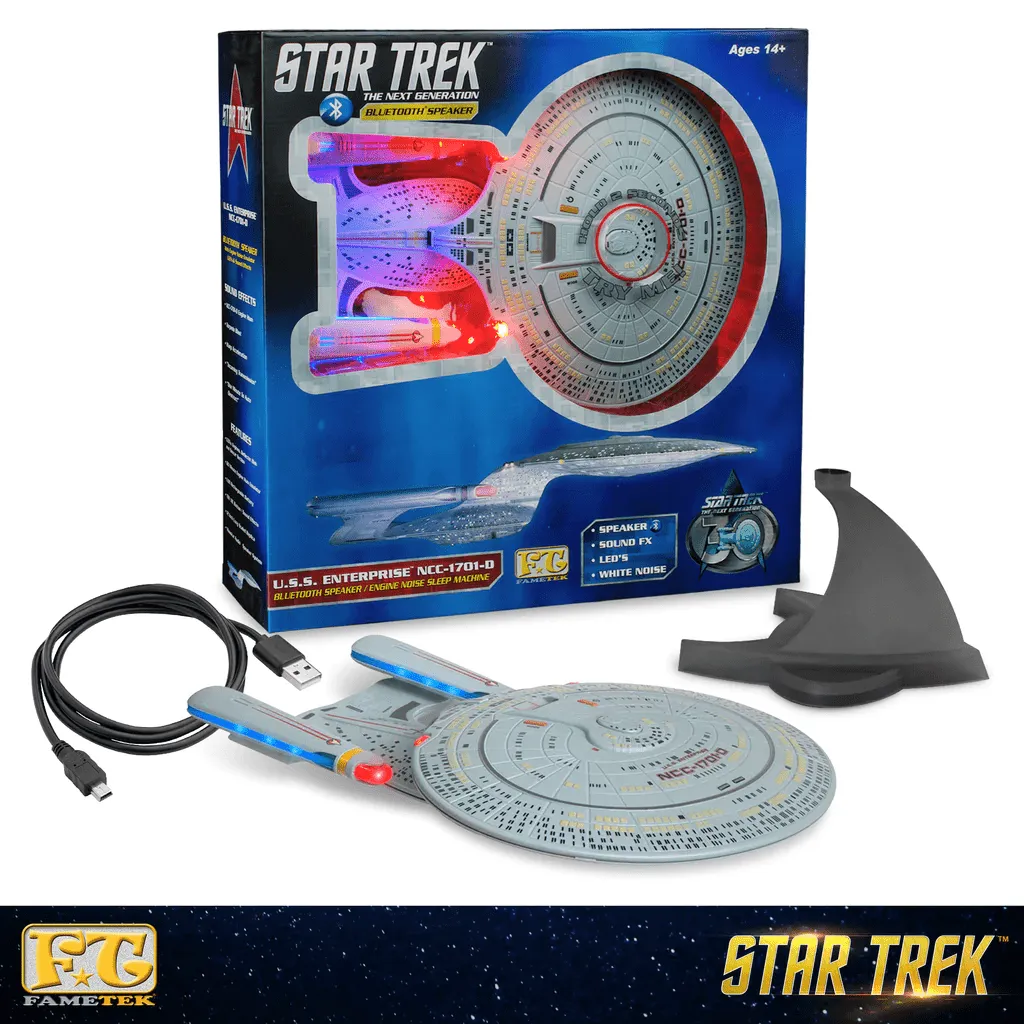 Star Trek: The Next Generation U.S.S. Enterprise NCC-1701-D Bluetooth Speaker With Sleep Machine, LED's & Sound Effects