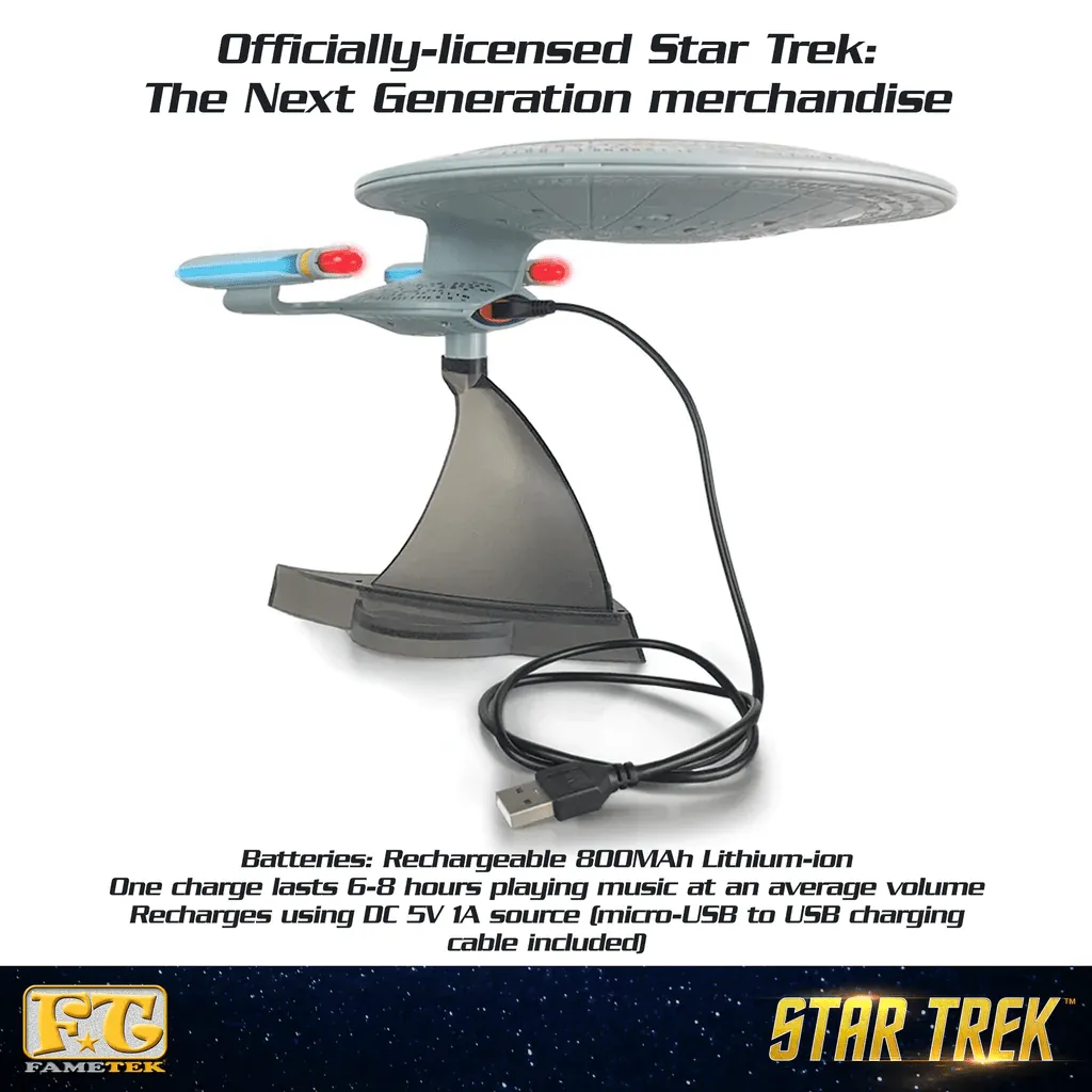 Star Trek: The Next Generation U.S.S. Enterprise NCC-1701-D Bluetooth Speaker With Sleep Machine, LED's & Sound Effects