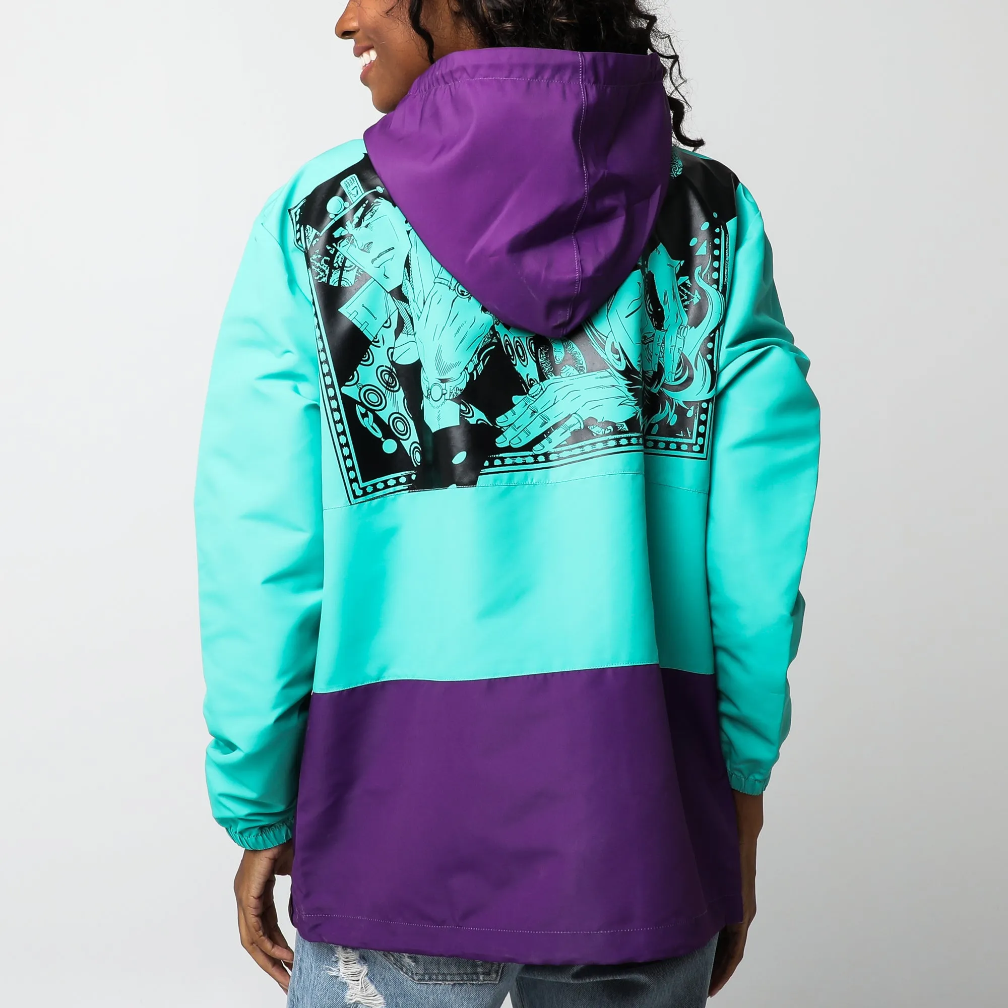 Stardust Crusaders Noriaki and Jotaro Color Block Anorak