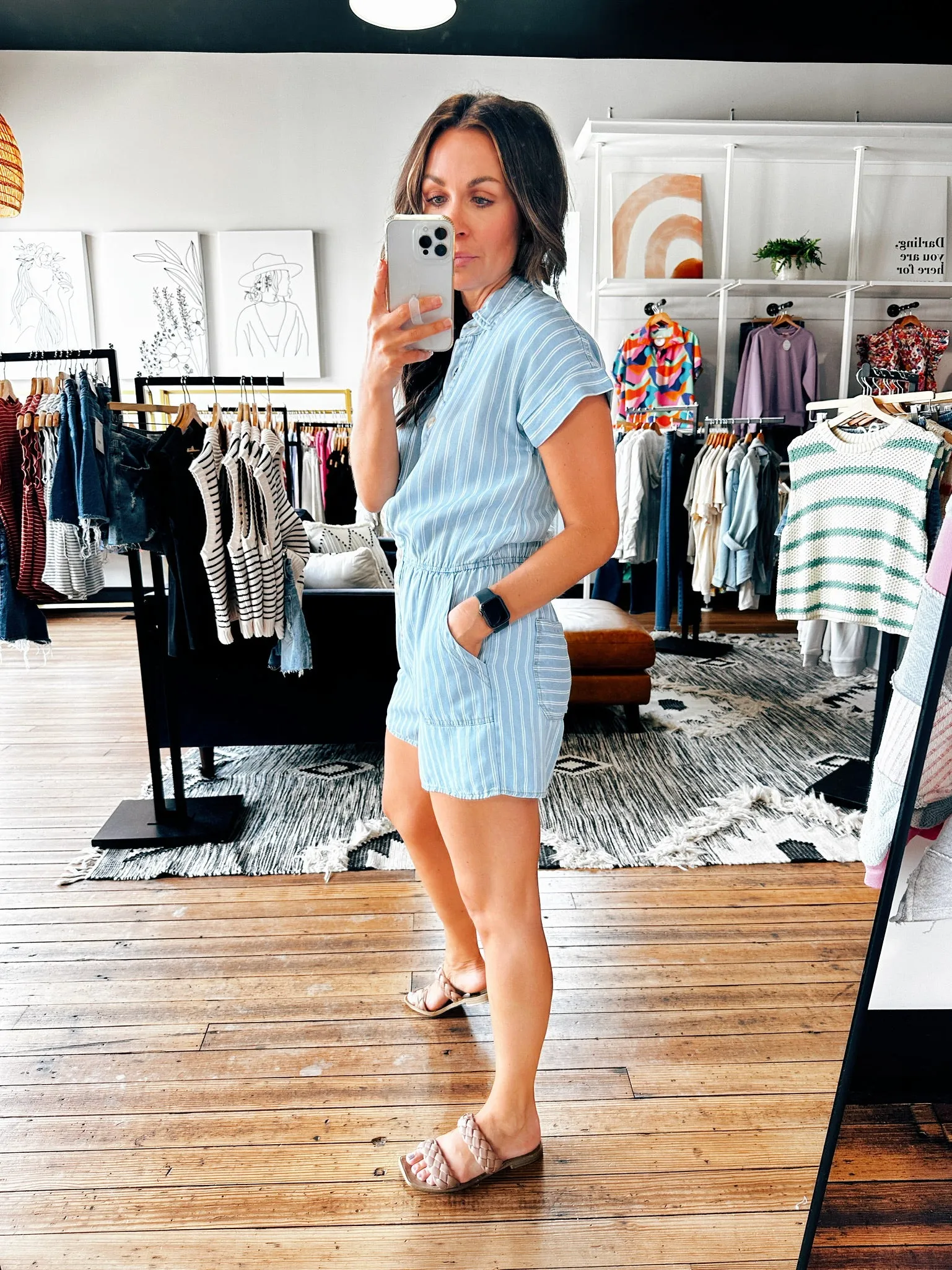 Striped Button Down Romper