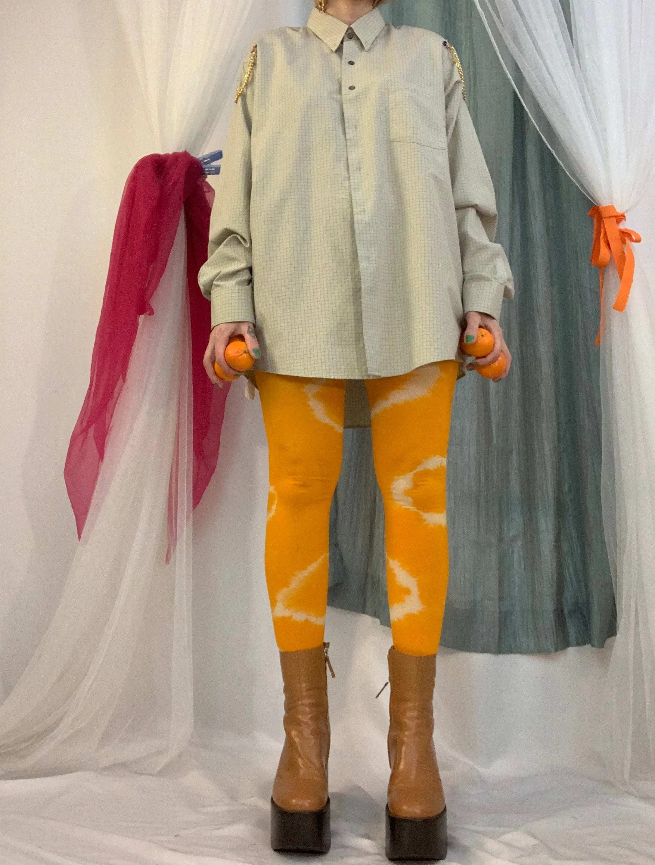 Tangerine tie dye tights