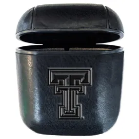 Texas Tech Red Raiders Black Faux Leather Airpods Case