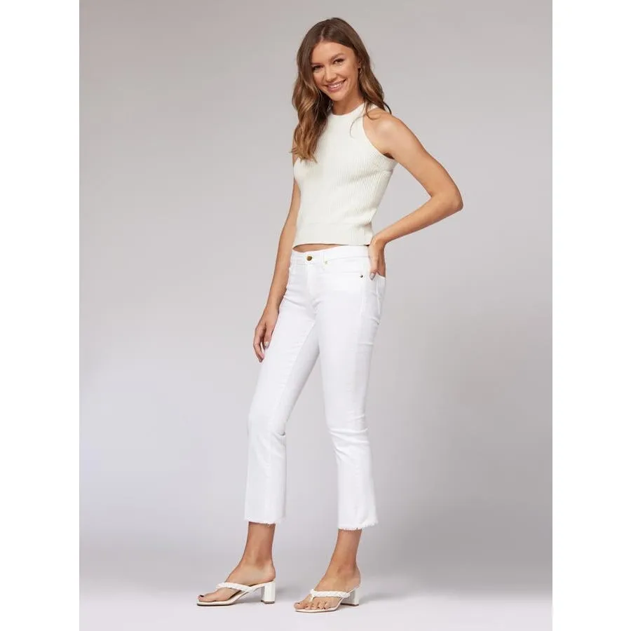 The Stephanie Cropped Flare White Jeans