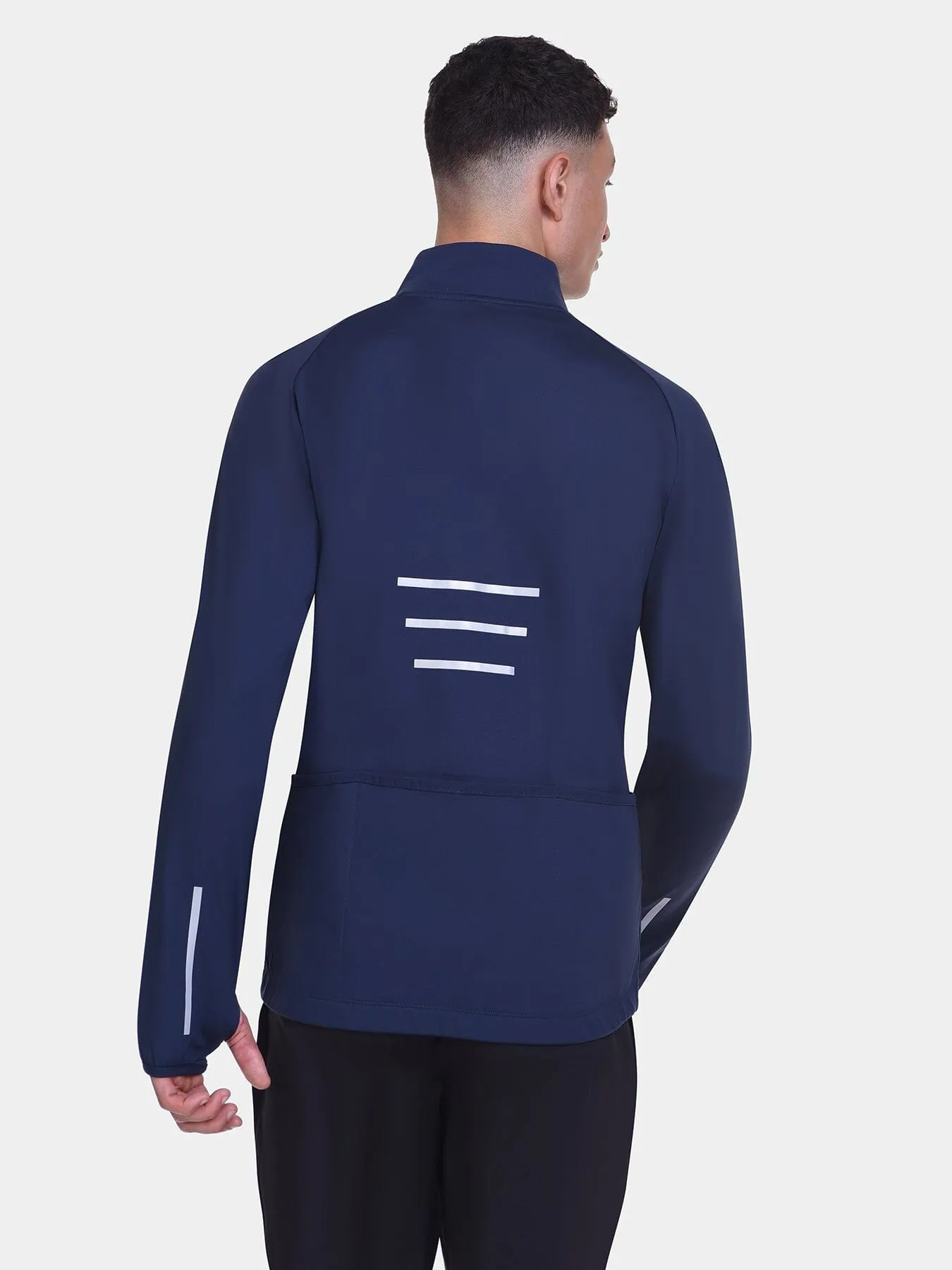 Thermal Cycling Jacket For Men With Thumbholes, Reflective Strips, Brushed Inner Fabric, Side & Internal Zip Pockets