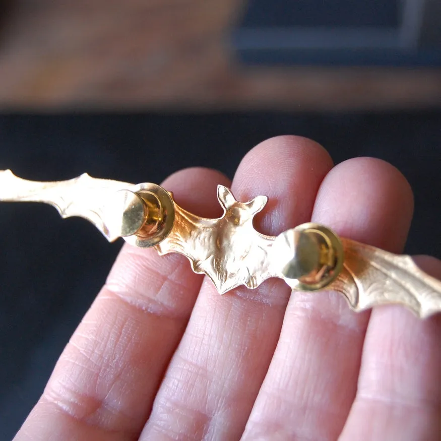 Vampire Bat Brooch -  Bright Brass