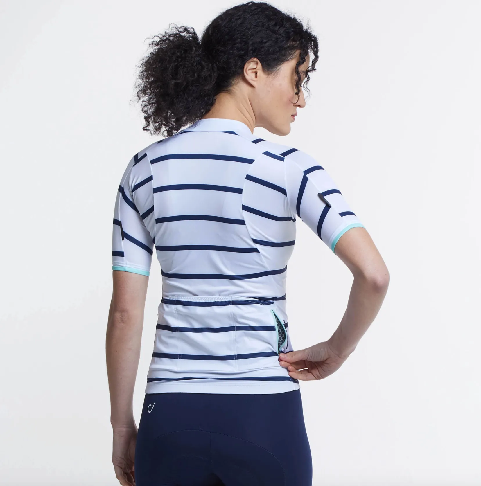 VELOCIO WOMENS BRETON JERSEY WHITE NAVY