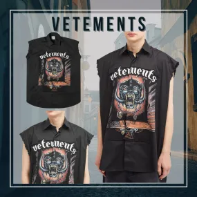 VETEMENTS  |Unisex Sleeveless Street Style Cotton Logo Vests & Gillets