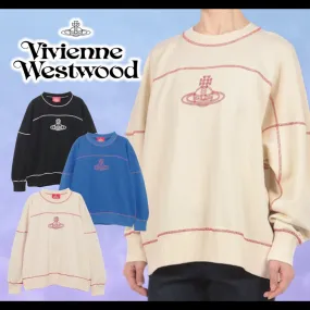 Vivienne Westwood  |Unisex Street Style Long Sleeves Cotton Puff Sleeves Logo