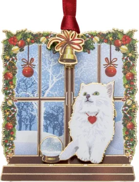 Window Cat Brass Ornament