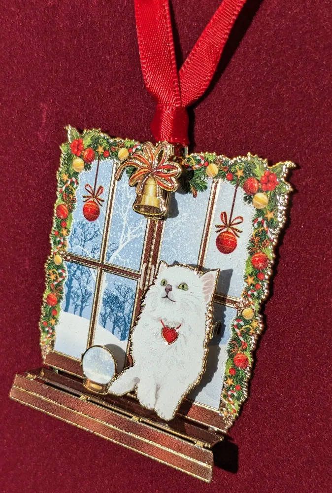 Window Cat Brass Ornament