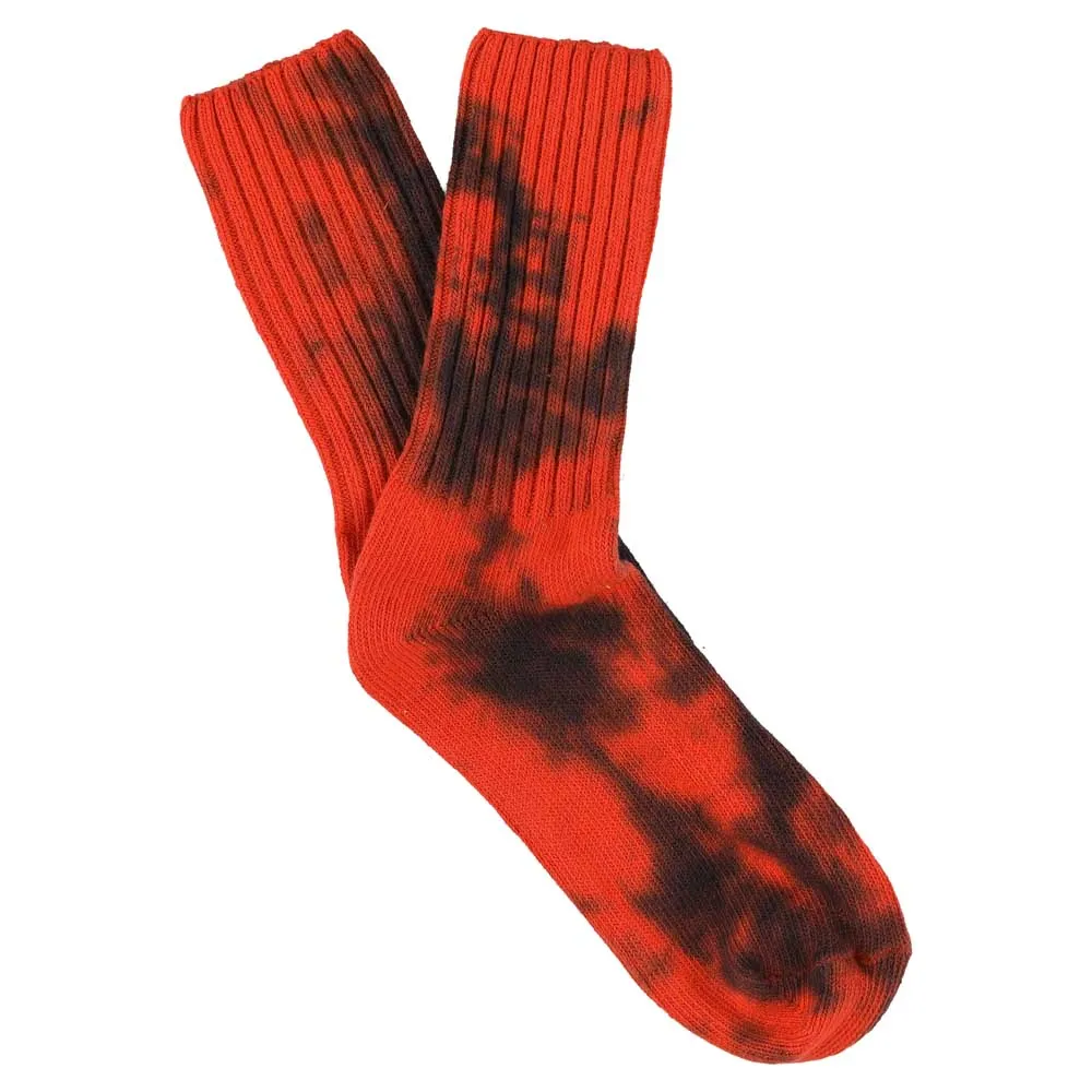 Women Tie Dye Socks - Orange / Black