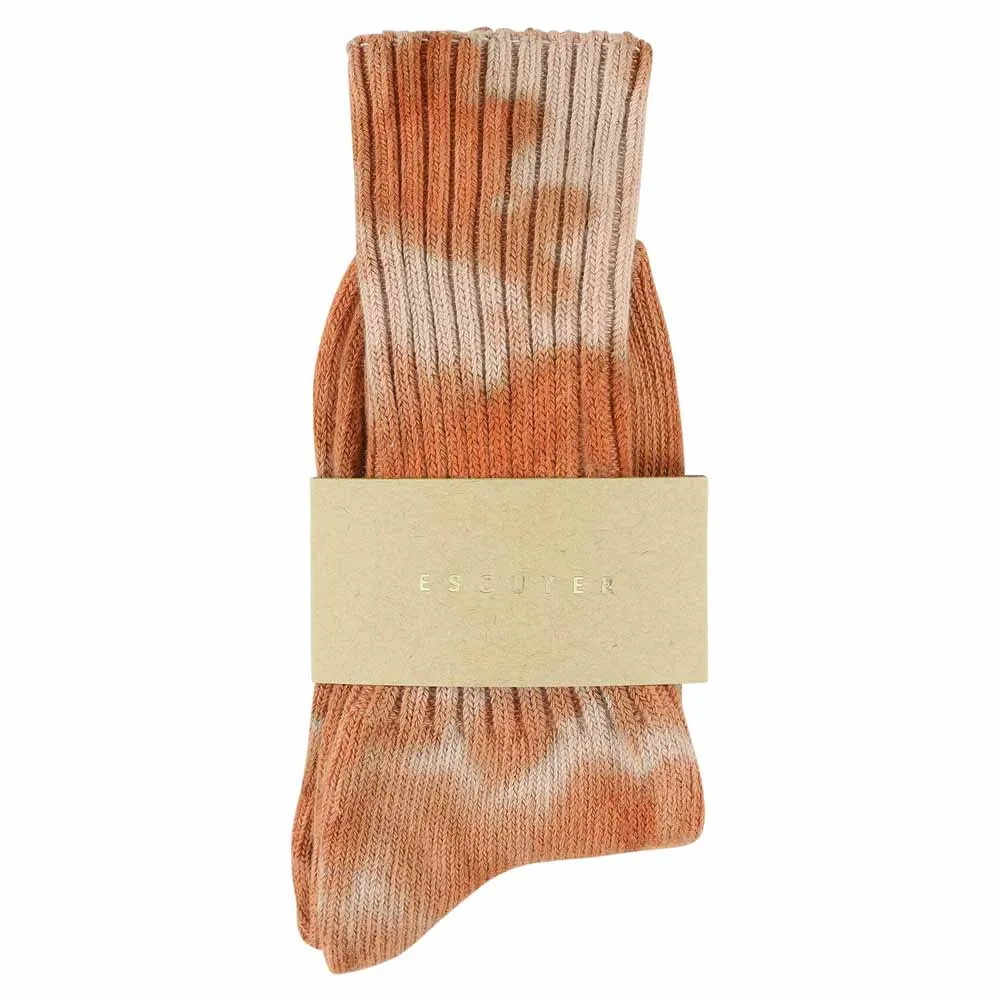 Women Tie Dye Socks - Rust / Pink