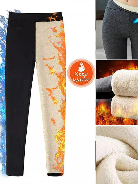 Women's Cozy High Waist Fleece Tights for Fall and Winter