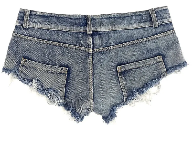 Women's Denim Hole Low Waist Night Club Pole Dance Jeans Shorts