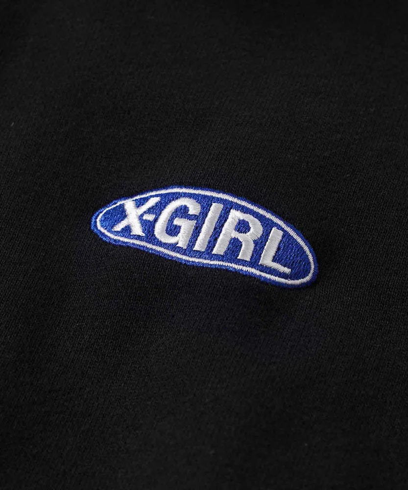 X-girl  |Sweat Street Style Long Sleeves Plain Cotton Logo