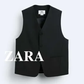 ZARA  |Wool Plain Vests & Gillets